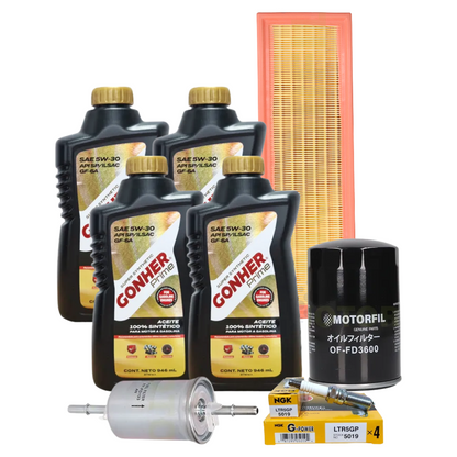 Kit Afinacion Ford Fiesta 2003-2010 1.6 Gonher 5w30 Bplatino