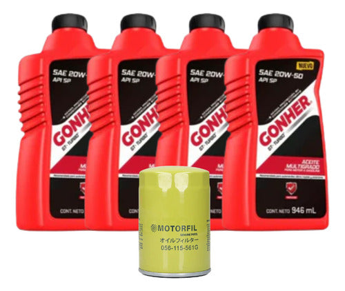 Kit Cambio De Aceite Jetta 2000 Al 2010 2.0 Gonher 20w50