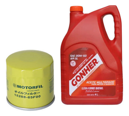 Kit Cambio Aceite Atos March Sentra Tiida Versa 20w50 Gonher