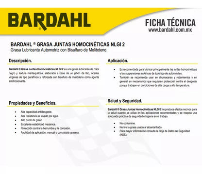 Grasa Lubricante Baleros Alta Temperatura 3 450gr Bardahl