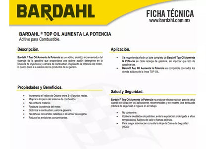 Bardahl Top Oil Aditivo Sintético Gasolina Octane Booster