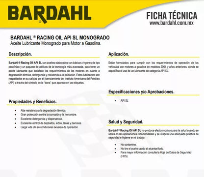 Aceite Motor Monogrado Sae 40 Bardahl 946ml Autos Camionetas