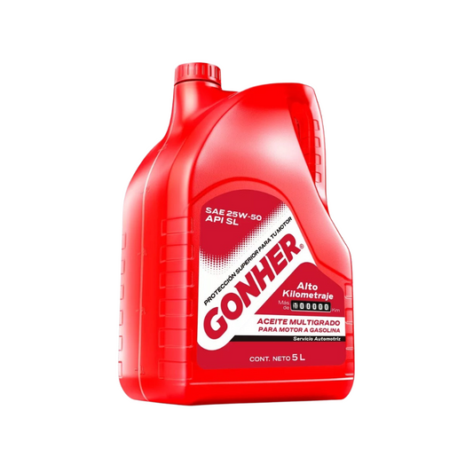 Aceite Multigrado 25w50 5 Lts Gonher Alto Kilometraje